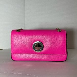 Kate Spade leather purse bright pink with gold tone chain